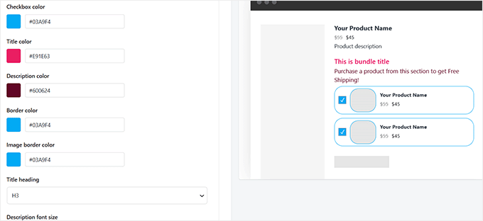 Customize the complementary products section