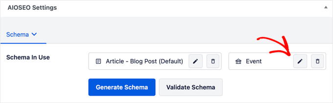 Editing Event Schema in AIOSEO Editing Event Schema in AIOSEO