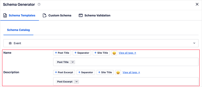Adding Event Name and Description in AIOSEO Schema Adding Event Name and Description in AIOSEO Schema
