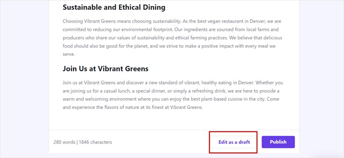 Editar el contenido generado por IA como borrador en el Asistente de IA de Hostinger para WordPress Editar el contenido generado por IA como borrador en el Asistente de IA de Hostinger para WordPress
