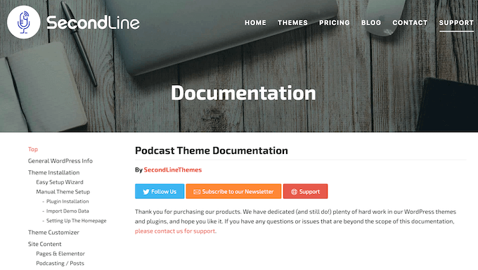 Ett exempel på online-dokumentation för WordPress