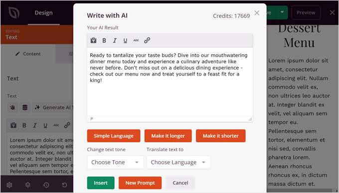 Ejemplo de un texto hecho con el generador de contenido IA de SeedProd Ejemplo de un texto hecho con el generador de contenido IA de SeedProd