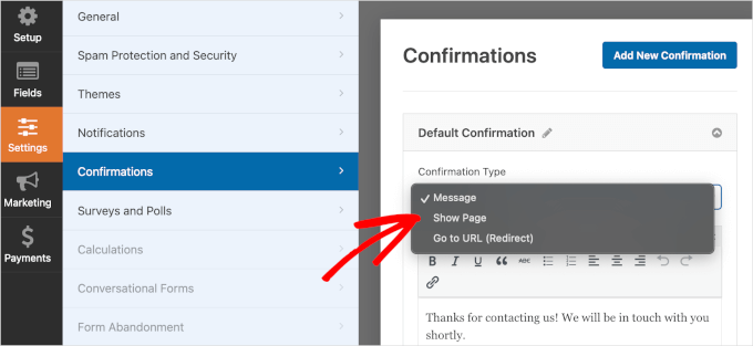 wpadminarea-wpforms-settings-confirmations-types WPForms confirmation types