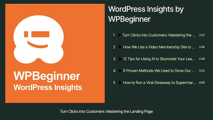 Un exemplu de flux de podcast, adăugat la un blog sau site web WordPress