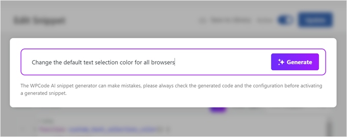 Generar un nuevo fragmento de código con WPCode AI Generar un nuevo fragmento de código con WPCode AI