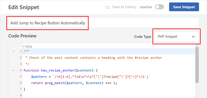 Creating a code snippet to automatically add Jump to Recipe buttons Creating a code snippet to automatically add Jump to Recipe buttons