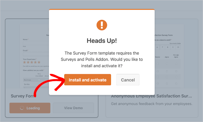 wpforms-survey-headsup Install and activate survey addons