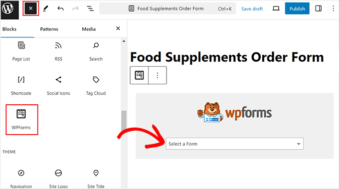 Add food supplements order form to page using a block Add food supplements order form to page using a block