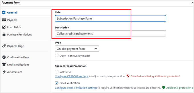 Add form title Add form title