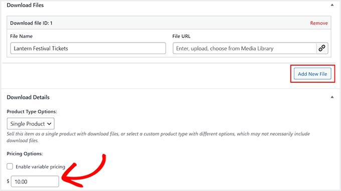 Add pricing for the product and upload the file from your computer Add pricing for the product and upload the file from your computer
