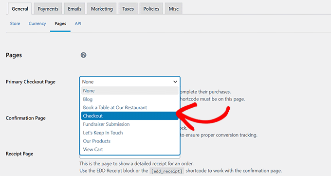 Choose pages for your online store Choose pages for your online store