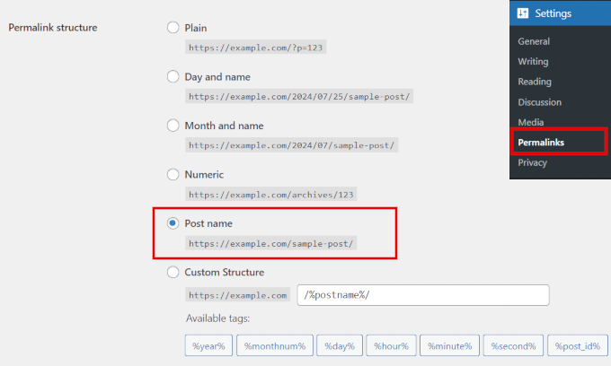 Choose permalinks Choose permalinks