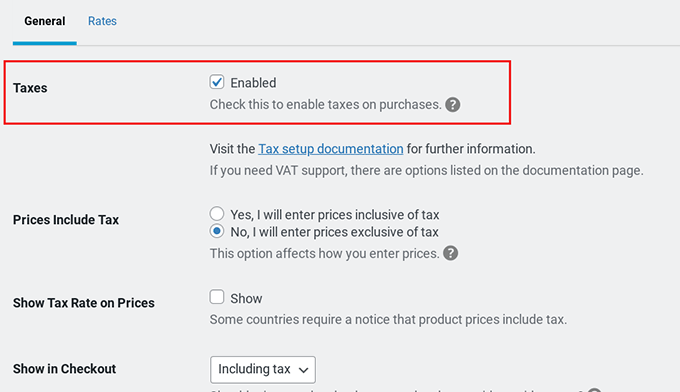 Easy Digital Downloads tax settings Easy Digital Downloads tax settings