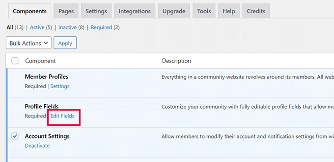 Modifier les champs de profil Modifier les champs de profil