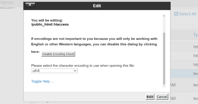 Bearbeitungs-Warnmeldung htaccess