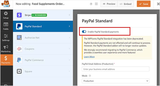 Enable PayPal integration Enable PayPal integration