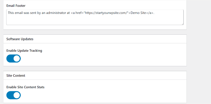 Abilita tracciamento aggiornamenti e contenuti del sito Abilita tracciamento aggiornamenti e contenuti del sito