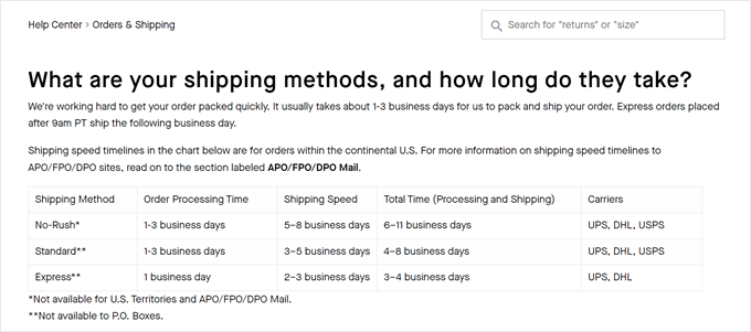 Everlane's shipping policy Everlane's shipping policy