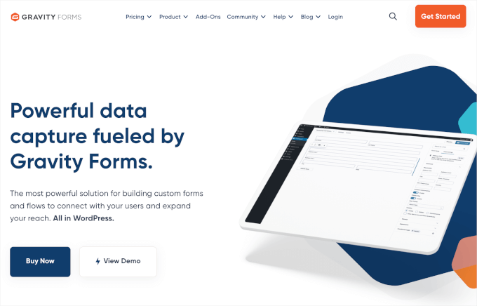 Gravity Forms homepage Gravity Forms homepage