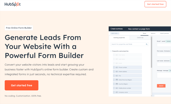 hubspotformbuilder-homepage HubSpot Form Builder's homepage