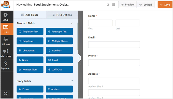 Rearrange, add, or remove fields in the order form Rearrange, add, or remove fields in the order form
