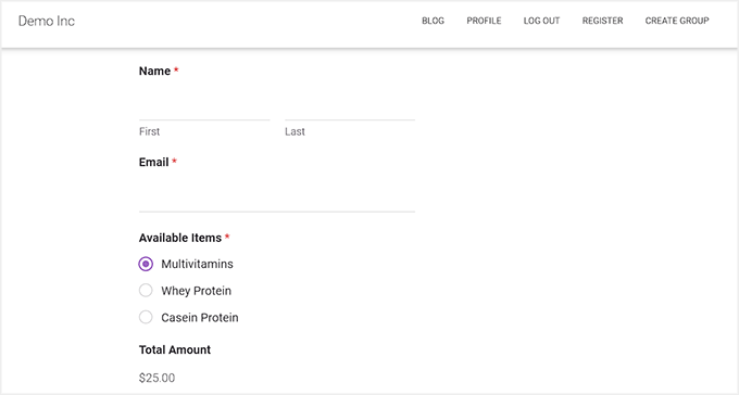 Order form preview Order form preview