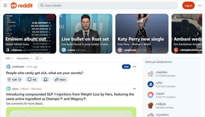 Reddit website Reddit website