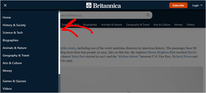 An example of a scrollbar in a sidebar An example of a scrollbar in a sidebar