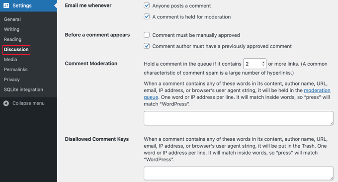 WordPress Discussion Settings WordPress Discussion Settings