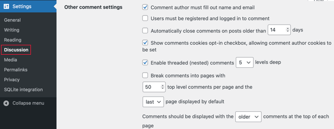 WordPress Discussion Settings WordPress Discussion Settings