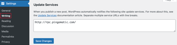 WordPress Writing Settings WordPress Writing Settings