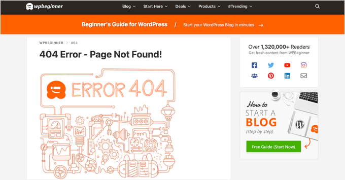 An example of a 404 page