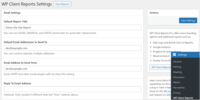 Impostazioni e-mail report clienti Impostazioni e-mail report clienti