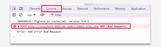 Erreur 400 bad request admin ajax dans la console du navigateur Erreur 400 bad request admin ajax dans la console du navigateur