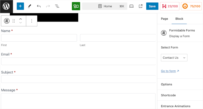 Formidable Forms embedded in the block editor Formidable Forms embedded in the block editor