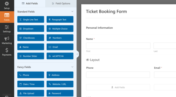 Edit ticket booking form Edit ticket booking form