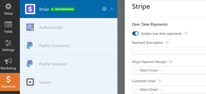 Enable one time payment Enable one time payment