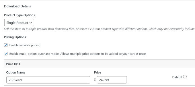 Enter prices for event tickets Enter prices for event tickets