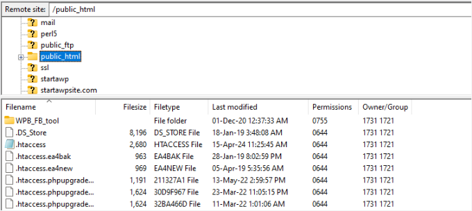 public_html klasörüne erişin