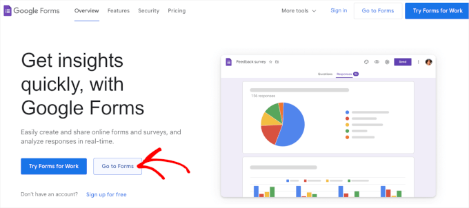 The Go to Forms button in Google Forms The Go to Forms button in Google Forms