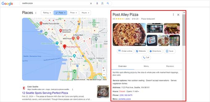 Example of Google Business Profile Example of Google Business Profile