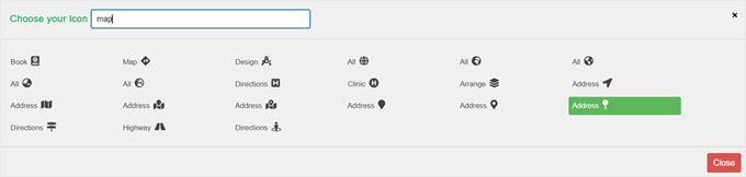 Alegerea unei pictograme hotspot în pluginul Image Hotspot