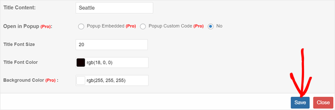 Salvarea setărilor tooltip-ului pluginului Image Hotspot