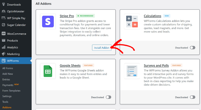 Install Stripe addon Install Stripe addon