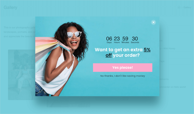 An example of a countdown timer, created using OptinMonster An example of a countdown timer, created using OptinMonster