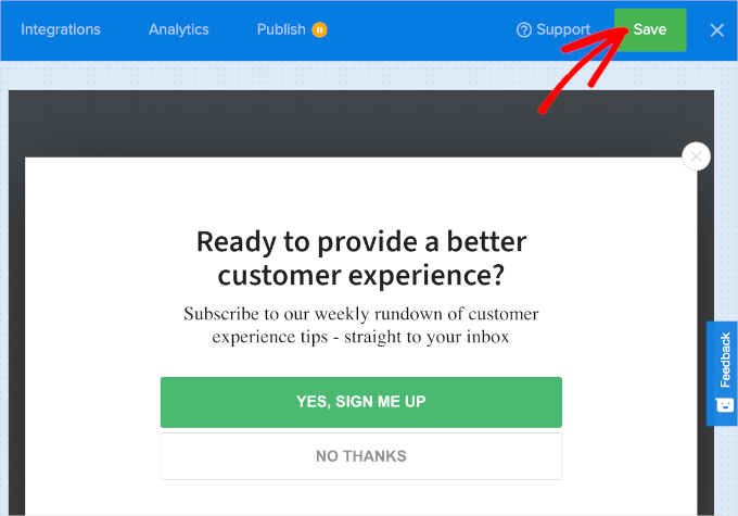OptinMonster's Save button OptinMonster's Save button