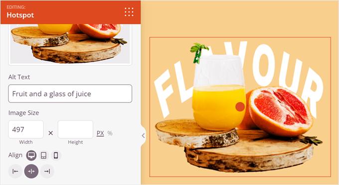 Adăugarea unui text alternativ la hotspot-ul imaginii în SeedProd