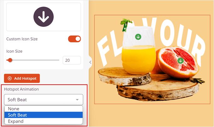 Adăugarea unui efect animat la blocul hotspot în SeedProd