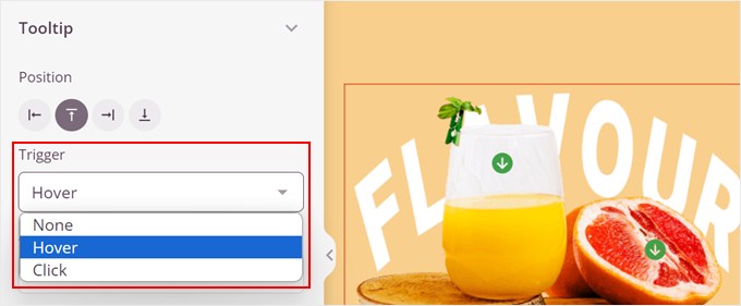 Adăugarea unui declanșator tooltip la blocul hotspot în SeedProd