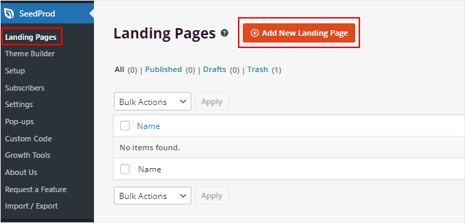 Adăugarea unei noi pagini de destinație în SeedProd